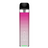 An image of a sleek, cylindrical Vaporesso Xros 3 Mini Kit with a gradient design transitioning from pink to metallic silver, decorated with a diamond pattern and topped with a black.