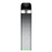 A Vaporesso Xros 3 Mini Kit vaping device with a sleek design, featuring a black mouthpiece, a textured silver body with the Vaporesso brand name, and a green light indicator