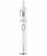 A white electronic cigarette with a transparent tank, a single activation button, and the brand name "Innokin Endura T18E Kit" visible on the body.