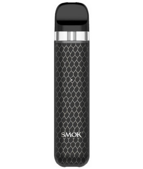 An electronic cigarette from Smok Novo 2x Pod Kit featuring a sleek, black design with a honeycomb pattern on the body and a contrasting glossy black top.