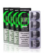 Four Vaporesso Luxe Q Replacement Pods - 4 Pack in packaging, with warning labels about nicotine content. The pods are visible in front blister packs.