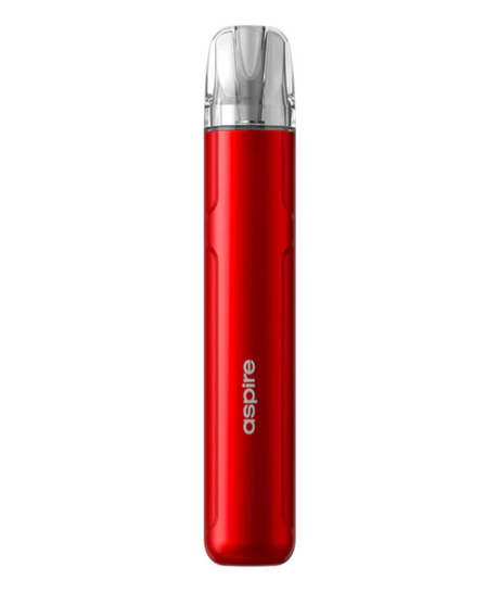 A red, cylindrical electronic vaporizer with a transparent mouthpiece, displaying the brand name "Aspire Cyber S Kit" in white letters on its body.