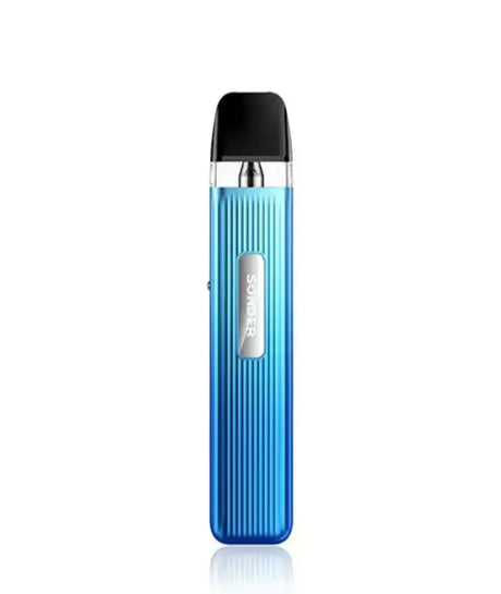 A blue and black Geekvape Sonder Q kit e-cigarette or vaping device displayed against a plain white background, featuring a streamlined design with the brand logo displayed centrally.