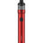 A sleek, red vaporizer with a cylindrical design. It has a transparent top section for the e-liquid chamber and a black mouthpiece. The body has a single rectangular button, features leak-resistant technology, and the brand name "Vaporesso GTX Go 80 Kit" is printed vertically at the bottom.