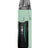 A mint green Vaporesso Luxe XR Max electronic vaping device with a digital display showing wattage and other settings, equipped with a GTX coil and a refillable pod at the top.